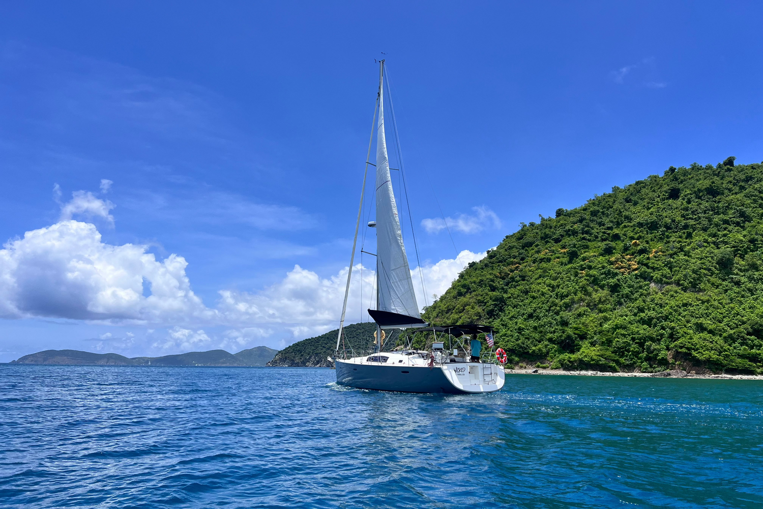 SV Wicked entering the narrows in the Virgin Islands